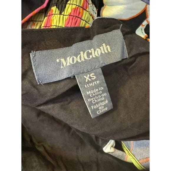 ModCloth Honolulu floral black ruffle cap sleeve tiered maxi dress Size XS NEW - Picture 3 of 14